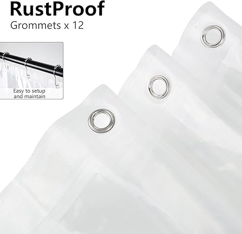 Miniatura 5 de Uigos Cortina de ducha de 717in de ancho x 717in de alto PEVA 3G con insertos de imán pesado plástico ligero transparente