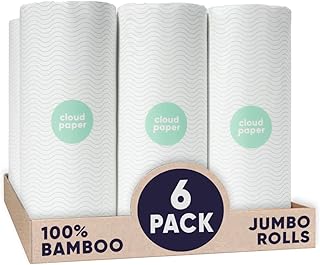 Cloud Paper Bamboo Paper Towels - 6 Rolls of Ultra Absorbent and Durable Eco-Friendly Paper Towels for Sustainable Cleaning - FSC-Certified, Plastic-Free Packaging, and Chlorine-Free Paper Towel