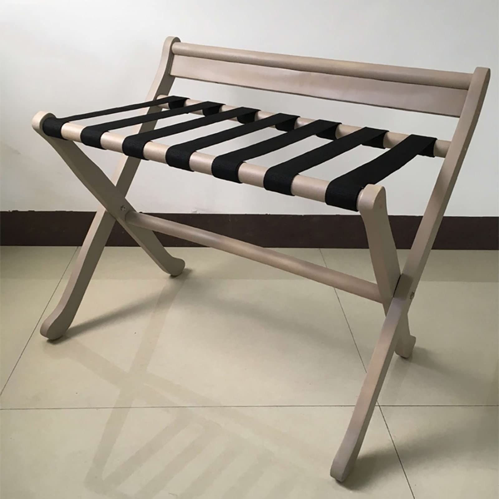 Klappbarer Kofferständer – Gepäckablage Für Das Gästezimmer, Faltbare Kofferhalterung Mit Rückenlehne, Multifunktionale Ablage Aus Massivholz, Reise-Sitzhocker(Wine red)