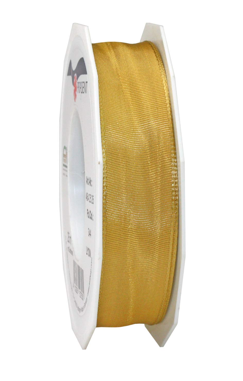 Präsent - Lyon Wired Taffeta Ribbon Ocher 25 mm Width, 25 m Length, Schist, 25 mm - 25 m