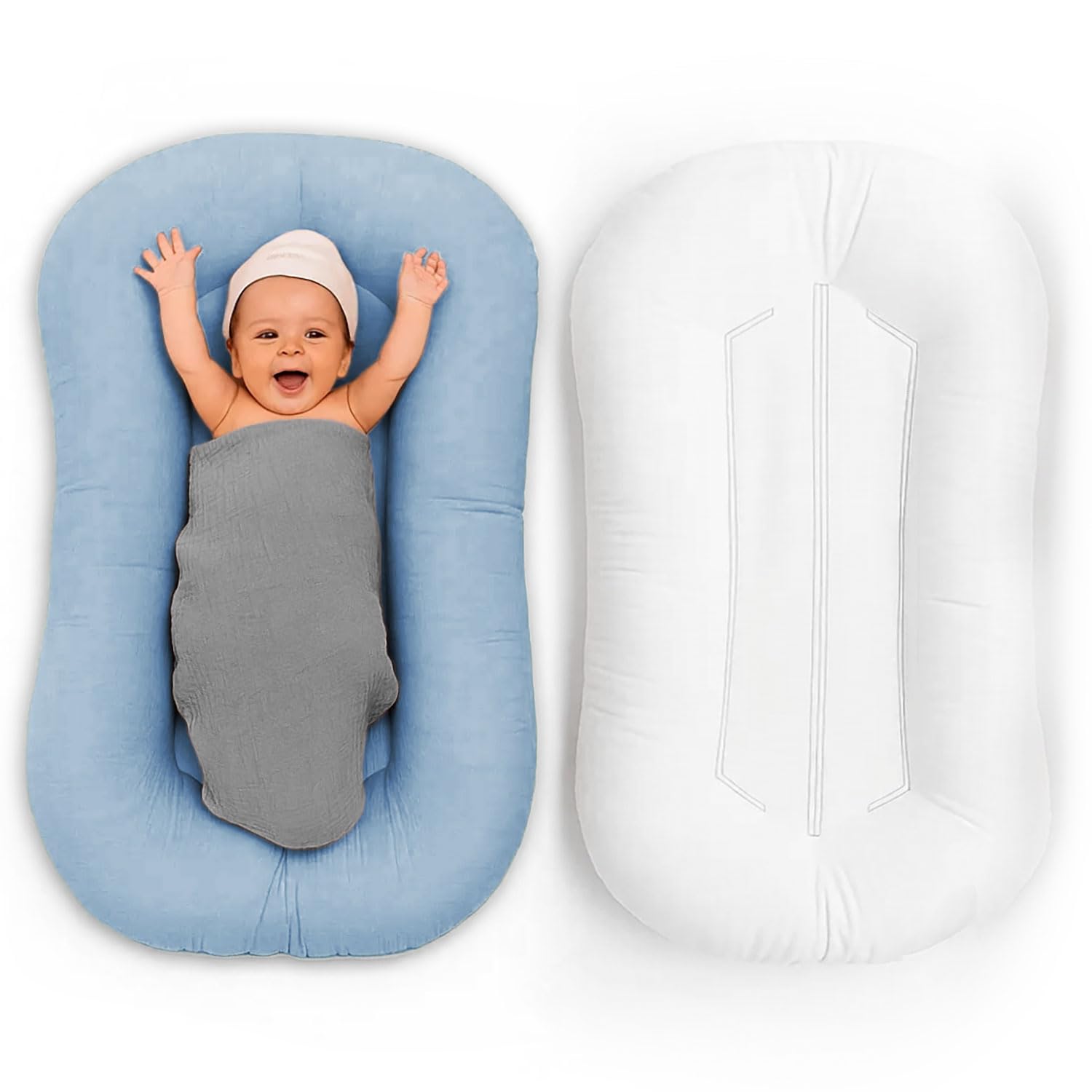 PaLulli® LuliNest – Babynest aus Bio-Baumwolle mit abnehmbarem Bezug | Kuscheliger Kokon für Neugeborene & Säuglinge | Sicher, bequem & pflegeleicht