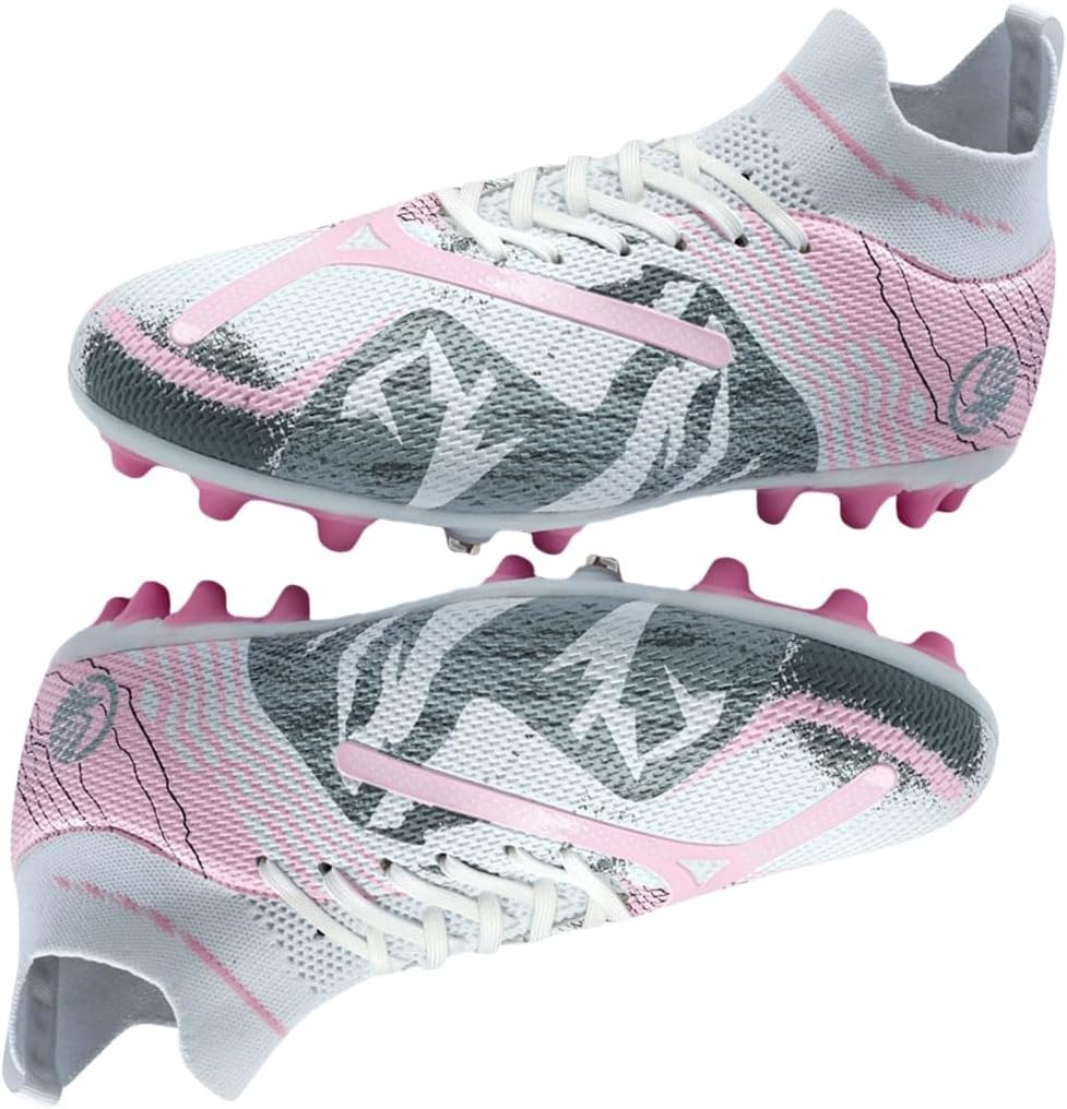 Soccer Cleats for Girls Outdoor: Women Firm Ground AG Ankle Boots for Indoor - Futsal Football Sneakers High Top for Men Boys Training Pink
