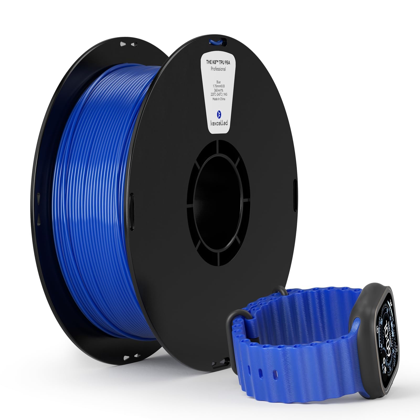 Kexcelled High Speed TPU Filament 95a Blue, Flexible TPU HF 3D Printer Filament 1.75mm, 1kg Spool, Neat Winding Tangle Free, Excellent Elasticity