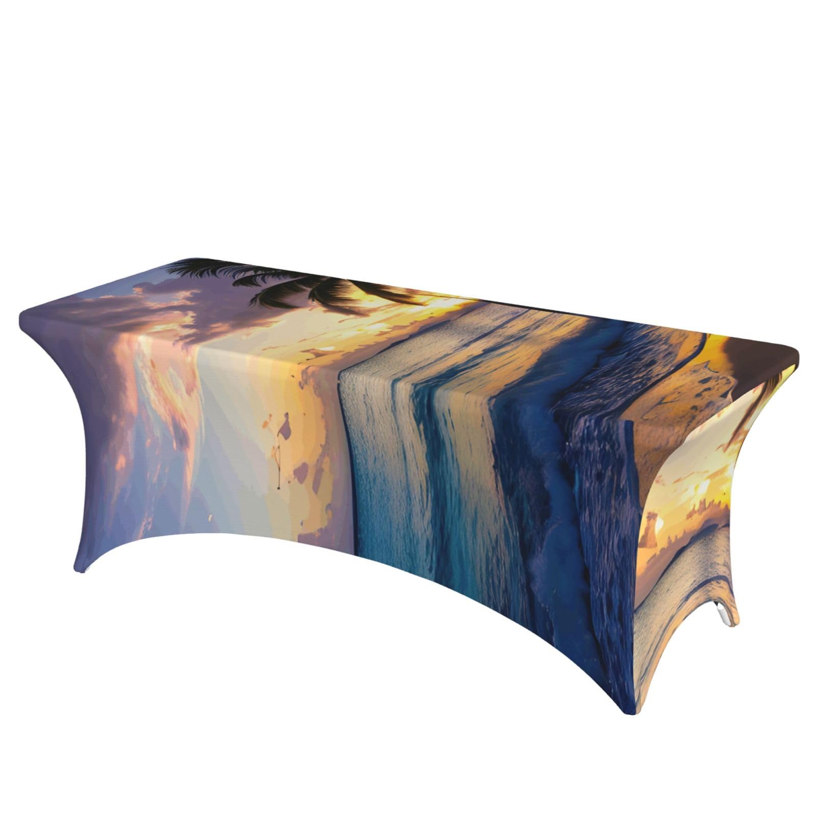 AYYQWE Breathtaking Jamaica Beach Print Elastic Rectangular Tablecloth For Banquet Outdoor Picnics Office Table Cover