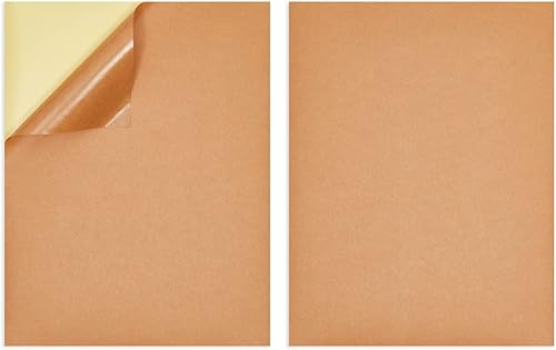 Miniatura 7 de Juvale Hojas de papel adhesivo – Paquete de 48, marrón, hoja completa de 8.5 x 11 pulgadas – Parte trasera imprimible y adhesiva para impresoras