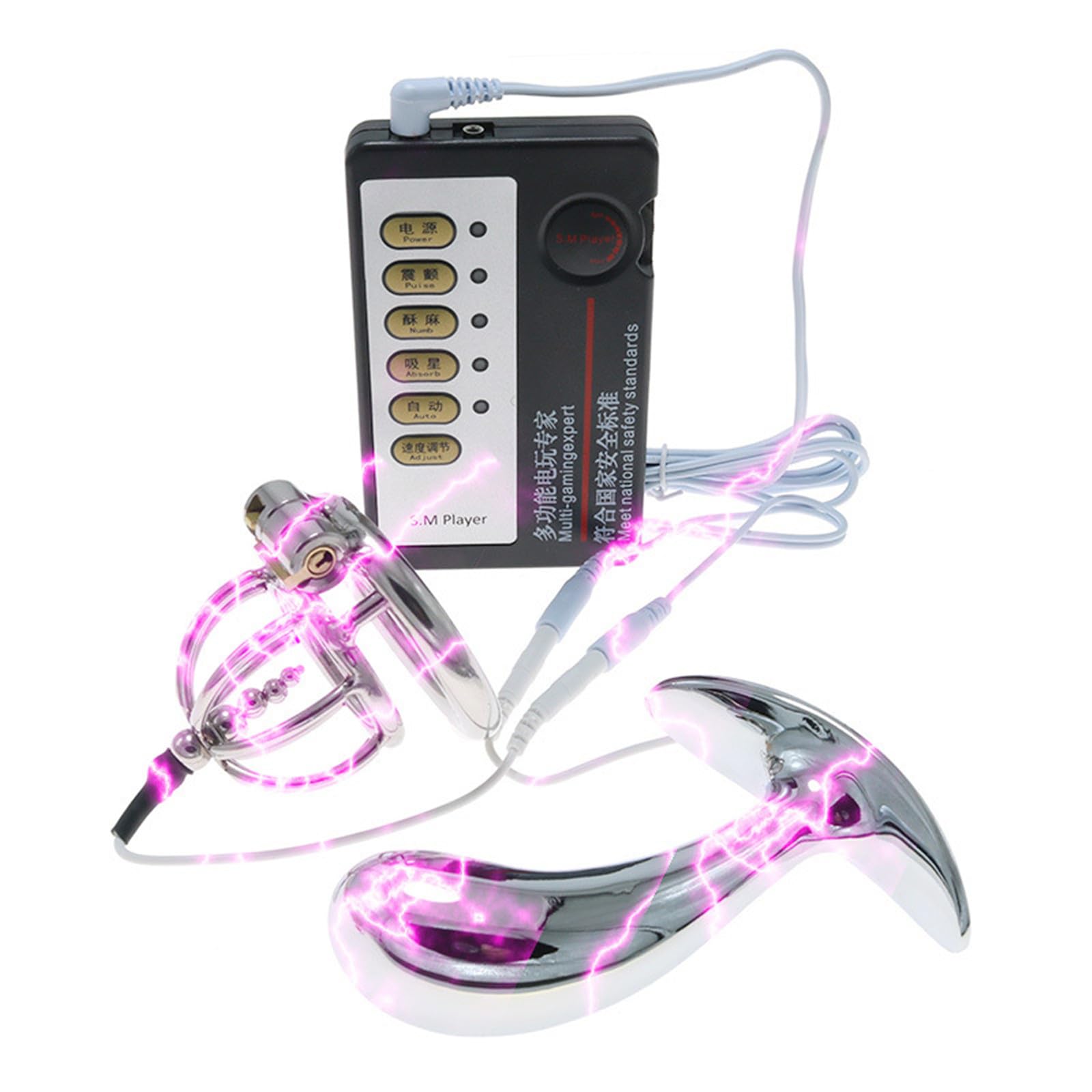 Heyie Men's S Electrostimulation Tainles Steel Chastity Belt With Urethral Dilator Anal Plug Timulation Device Kit Electro Hock Peni Cage Chastity Cage Chastity Belt For (Color : Ize : 40Mm)