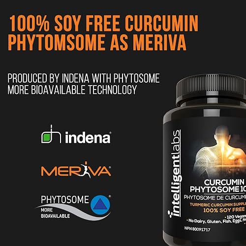 Miniatura 4 de Intelligent Labs Fitosoma de curcumina Meriva de 1000 mg, 2900% mejor absorbido que la curcumina de cúrcuma ordinaria, 100% libre de soja, 120