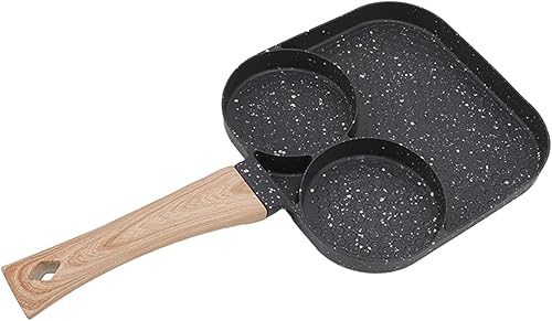 Miniatura 5 de Sartén antiadherente para huevos, sartén de desayuno 3 en 1, sartén dividida antiadherente, sartén para tortitas de 3 secciones, sartén dividida