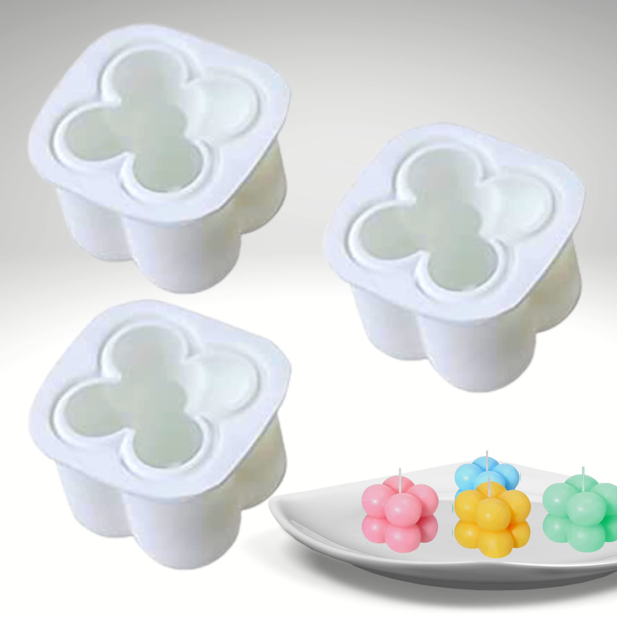 MoldBerry Candle Mould for Candle Making Silicone 3 Cavity Small Bubble Cube Candle Mold for Handmade Candles DIY Tools for Baking Chocolate Cake Mousse Dessert Soap Resin Art Pack of 3-image-34