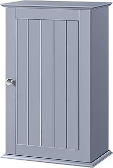 costoffs Bathroom Wall Mounted Cabinet Single Door, Modern Cupboards, Medicine Cabinet, Wooden Storage Unit with Adjustable Storage Shelves, Grey