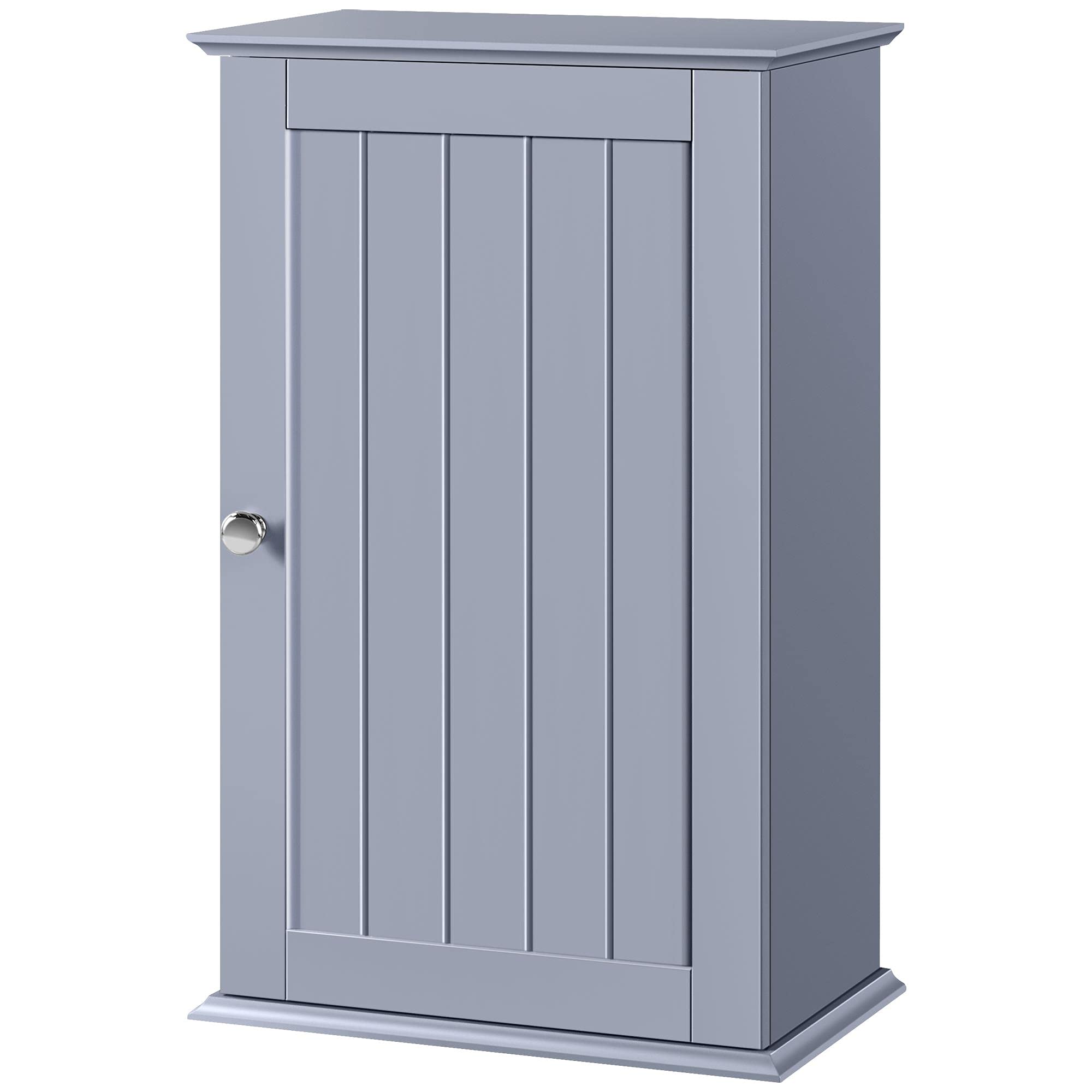 costoffs Bathroom Wall Mounted Cabinet Single Door, Modern Cupboards, Medicine Cabinet, Wooden Storage Unit with Adjustable Storage Shelves, Grey