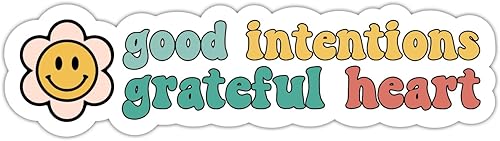 ZURRAM Calcomanía motivacional con frases positivas, vinilo impermeable con buenas intenciones con texto en inglés "Grateful Heart", calcomanía