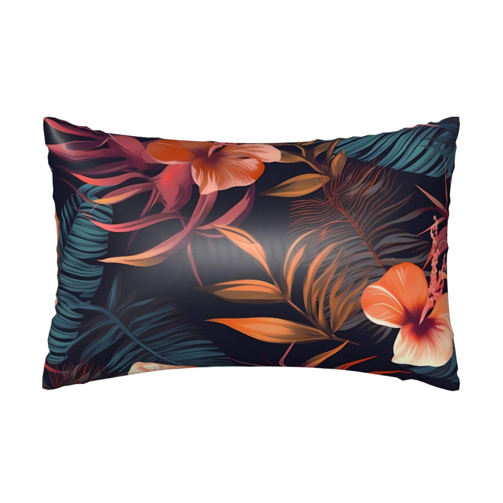 Satin Pillowcase for Hair and Skin, Tropical Flower Pillow Case Queen Size 20x30 Inches, Cooling Silky Pillowcases with Zipper Ultra Smooth and Soft Pillow Cover for Sleeping