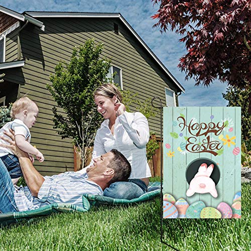 Kandice Easter Garden Flag 12 x 18 Double Sided - Easter Decorations for Home,Farm Truck Easter Bunny Eggs Outdoor Decorations