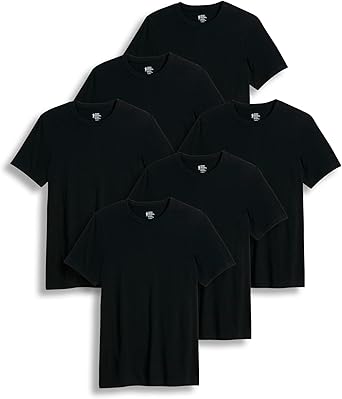 Jockey Classic Crew Neck Undershirt- 6 Pack - 100% Cotton T-Shirts for Men, Black, 3XL