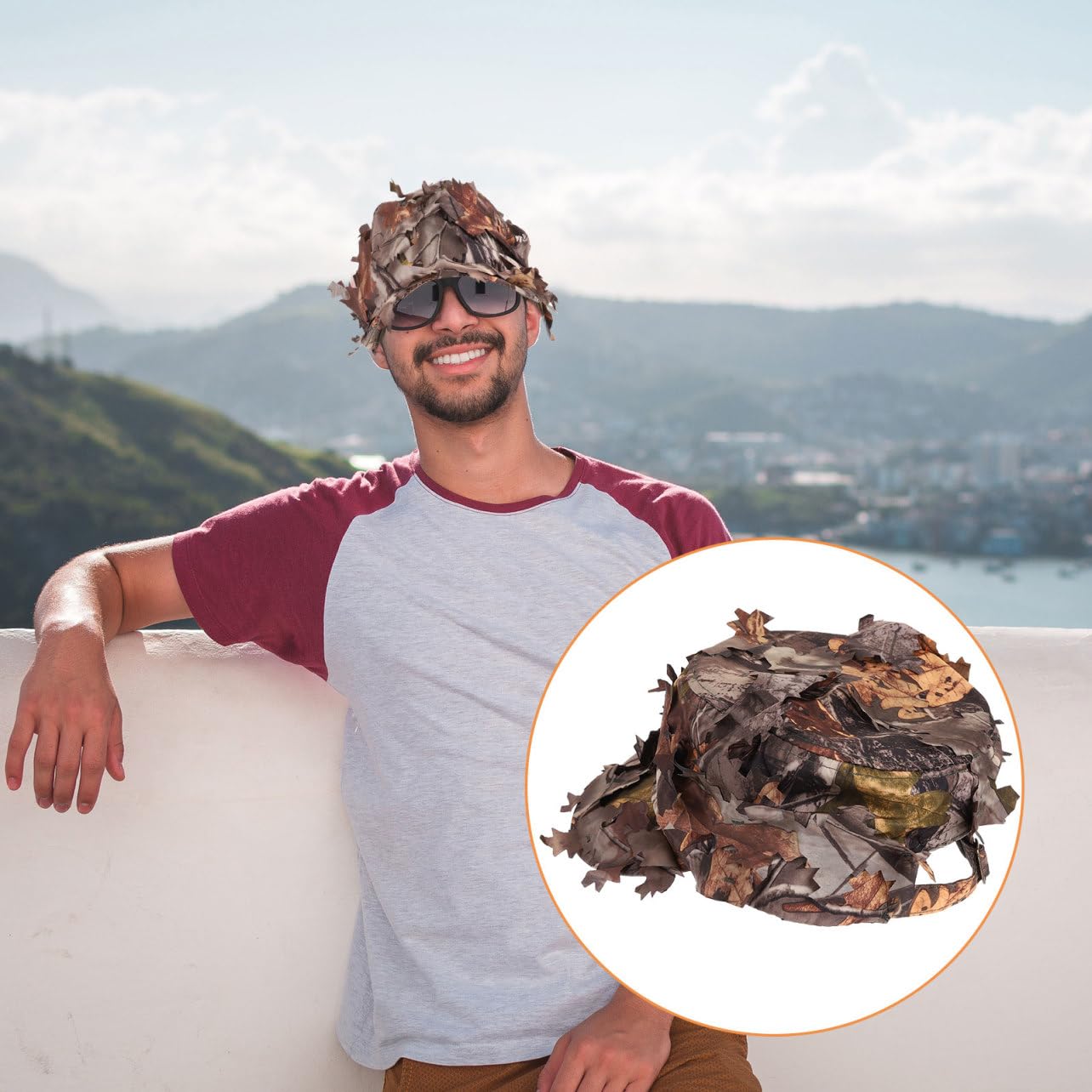 Cappello Mimetico Cappello Sole Capello per Sole Cappello Trekking Cappello di Feltro Uomini Sport Viaggio Cappello da Uomo a Visiera Larga Cappello da Baseball Mimetico Poliestere