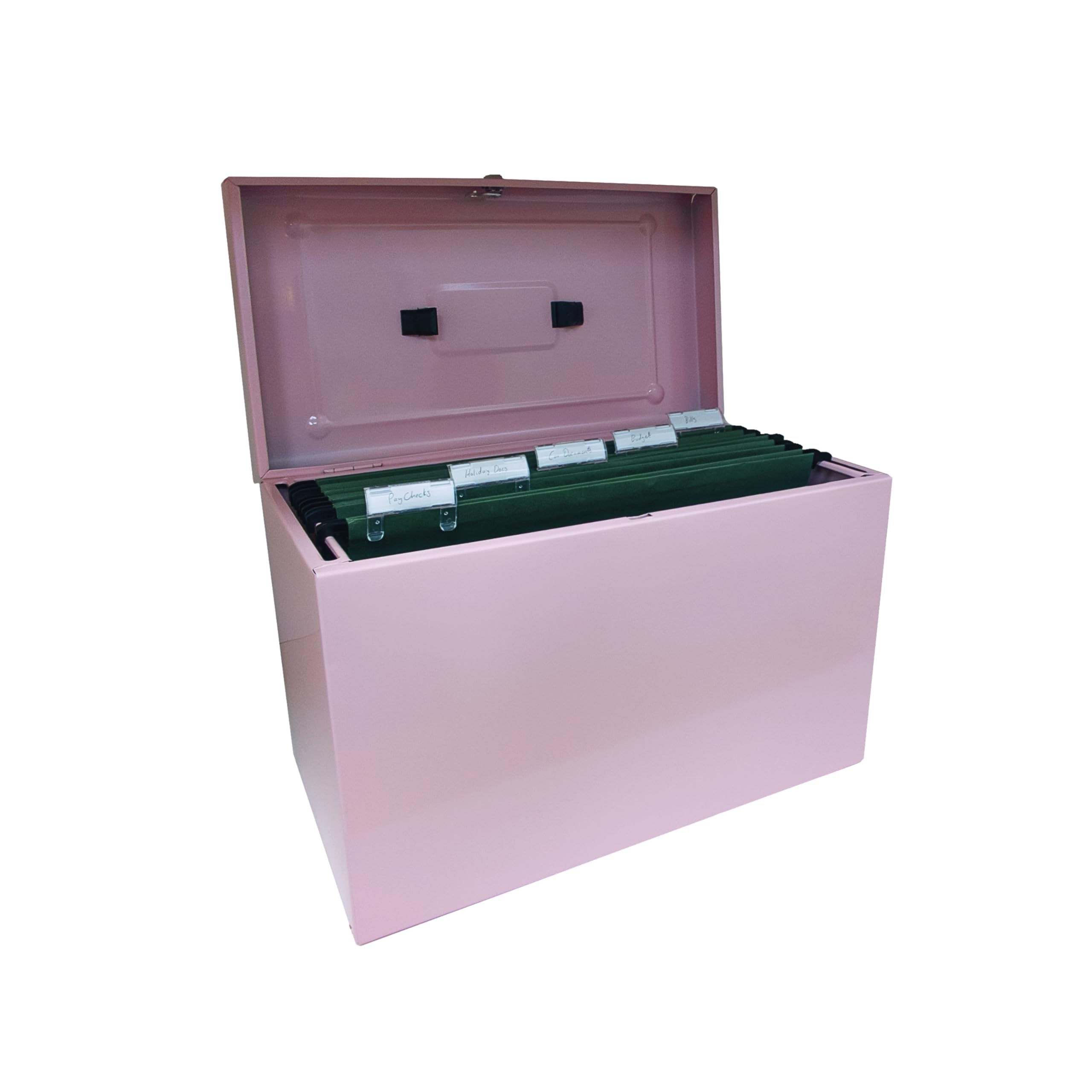 Cathedral Products A4+ (Foolscap) Aktenbox aus Stahl mit Starter-Pack mit 5 Hängemappen, Pastellrosa