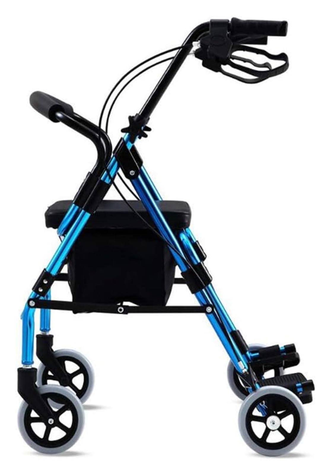 Andador Vertical, Andador con Ruedas Y Asiento, con Cesta De Compra Y Asiento, Diseño De Freno De Mano, Velocidad Ajustable, con Pedal, Ligero Y Portátil, Plegable.