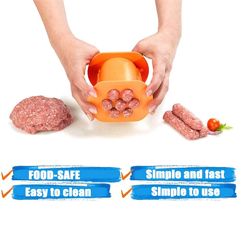NIWWIN One Press Cevapcici Maker Hot Dog Maker Ręczna maszynka do kiełbas, 7 otworów, samodzielnie wykonana wyciskarka do pasków mięsnych, zestaw do wypełniania mięsa, akcesoria do grilla (zielony)