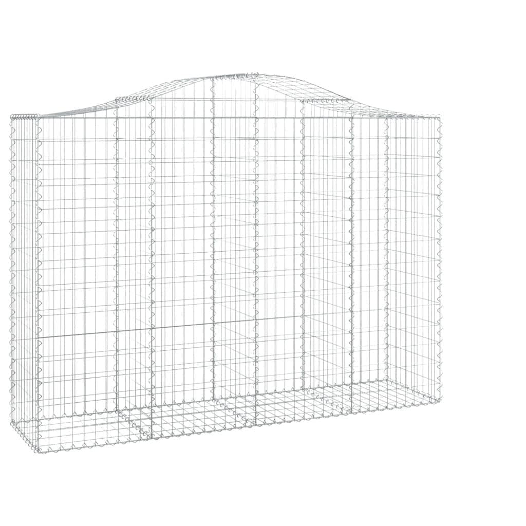 Yngbhfnop Silver Arched Gabion Baskets 5 Pcs 200X50x140/160 Cm Galvanised Iron Decorative Garden Retaining Wall Sound Barrier Corrosion-Resistant Stone Cage Fence For Outdoor Backyard Patio Use