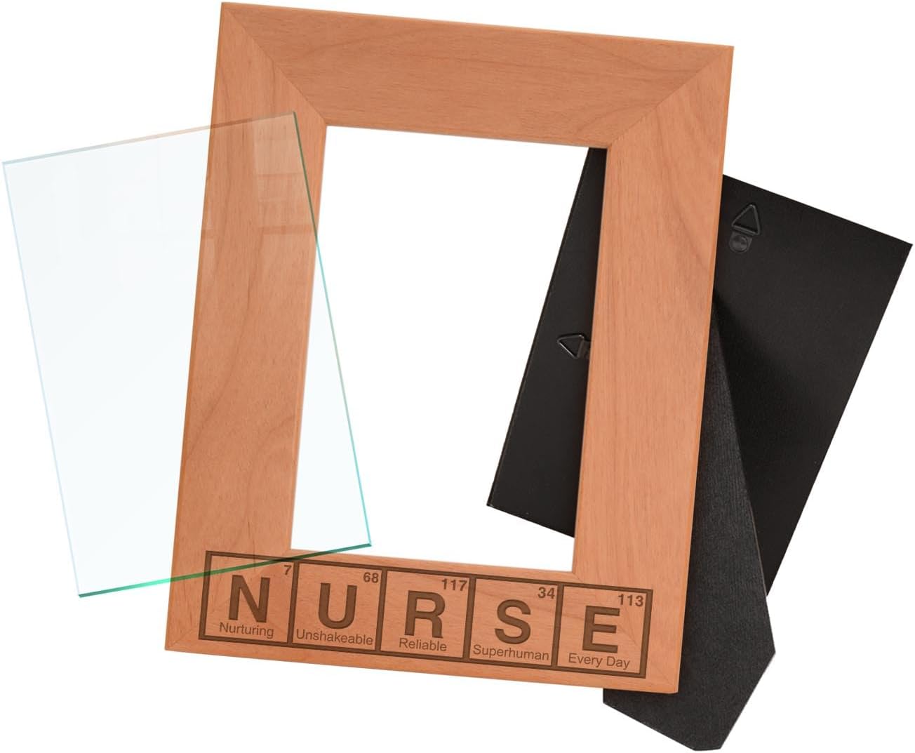 ThisWear Nurse Gift Science STEM Nerd Periodic Table Natural Wood Engraved 4x6 Portrait Picture Frame Wood