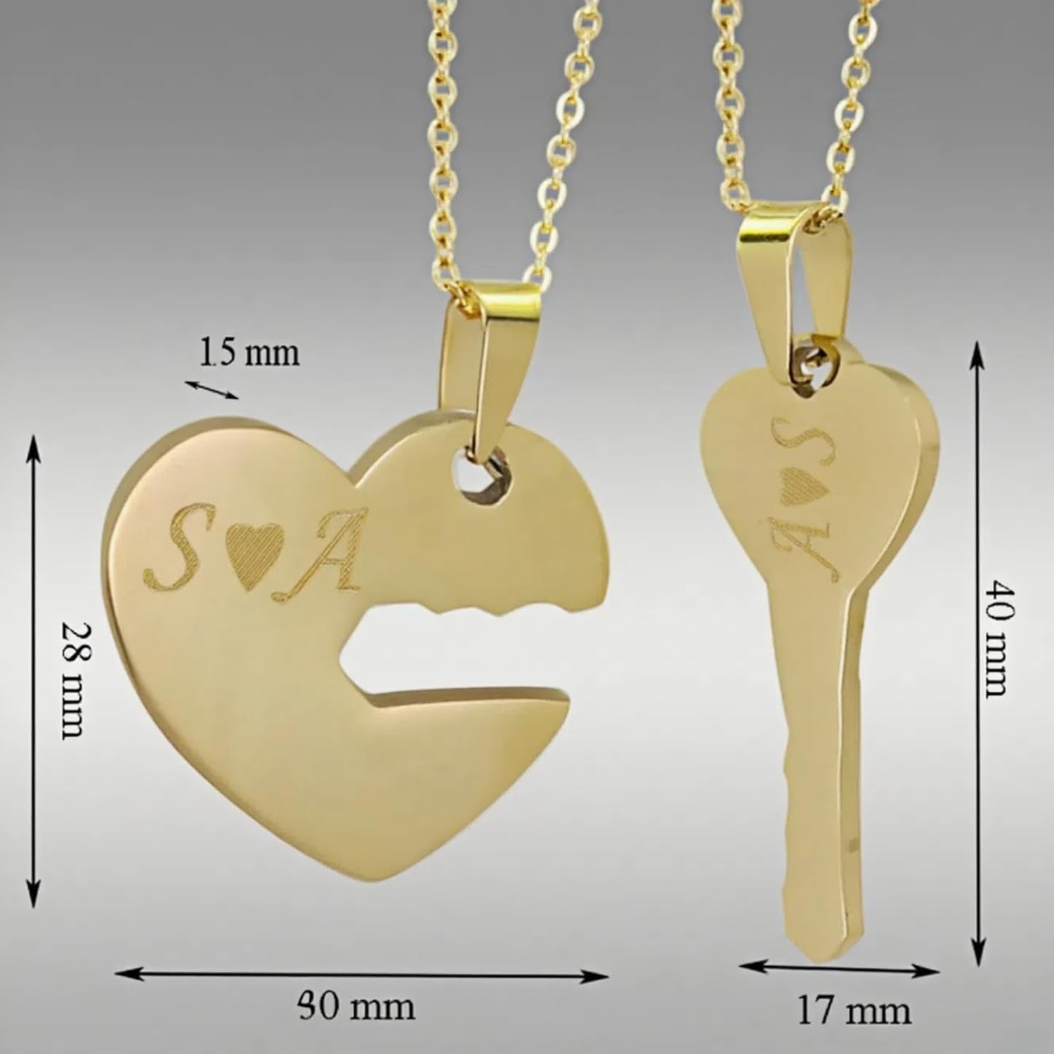 Tina's Jewelry 2PC/Set Personalized Family Name Birthstone Love Heart Lock Key Couples Necklace Custom Made with 2 Names