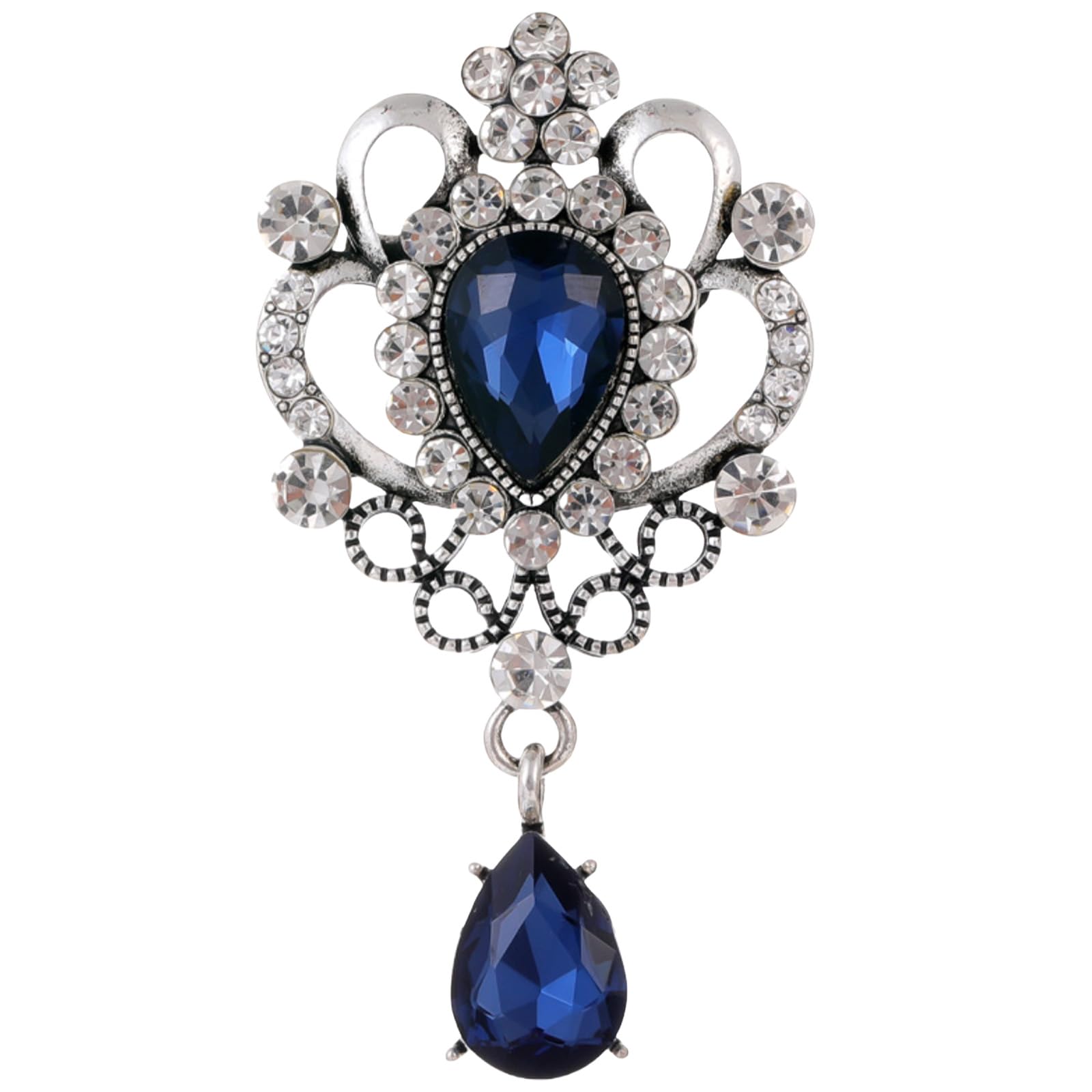 FAIRYGATE Rhinestone Brooch Clothing Jewellery Accessories Fashion Elegant Shiny Crystal Teardrop Brooches Wreath Pendent Lapel Pin，B36 — view 24