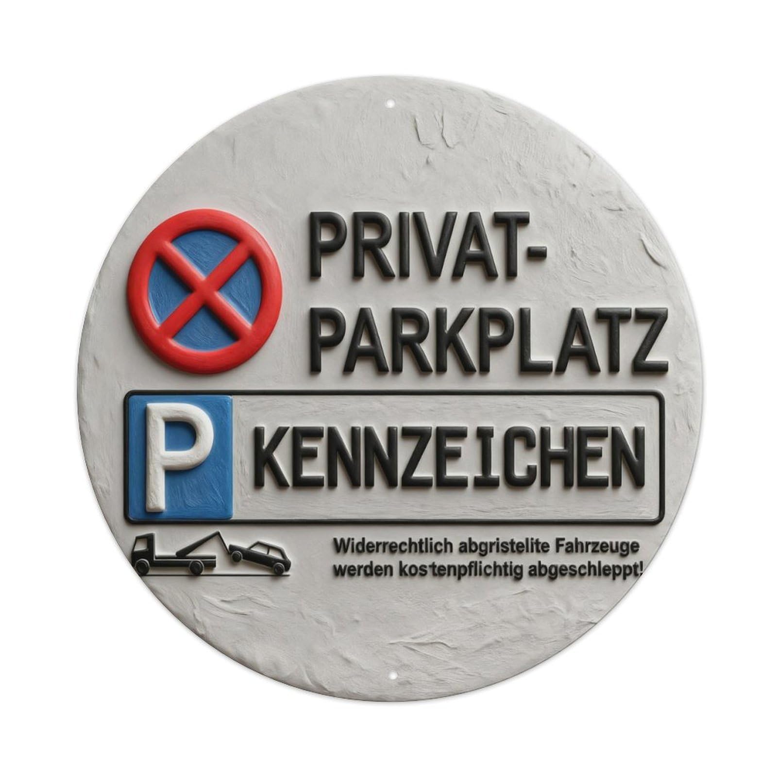 Private Parking Sign With No Entry Symbol And Tow Warning Round Metal Tin Sign Vintage Wall Decor, Bar Garage Cafe Kitchen Home Wall Art Poster 8x8inches