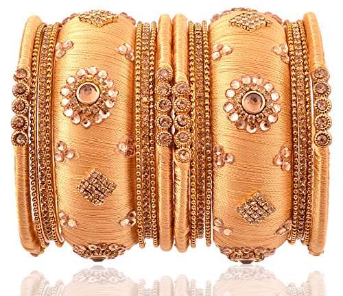 Image of NMII Fabric & Metal and Zircon Kada Set for Women & Girls