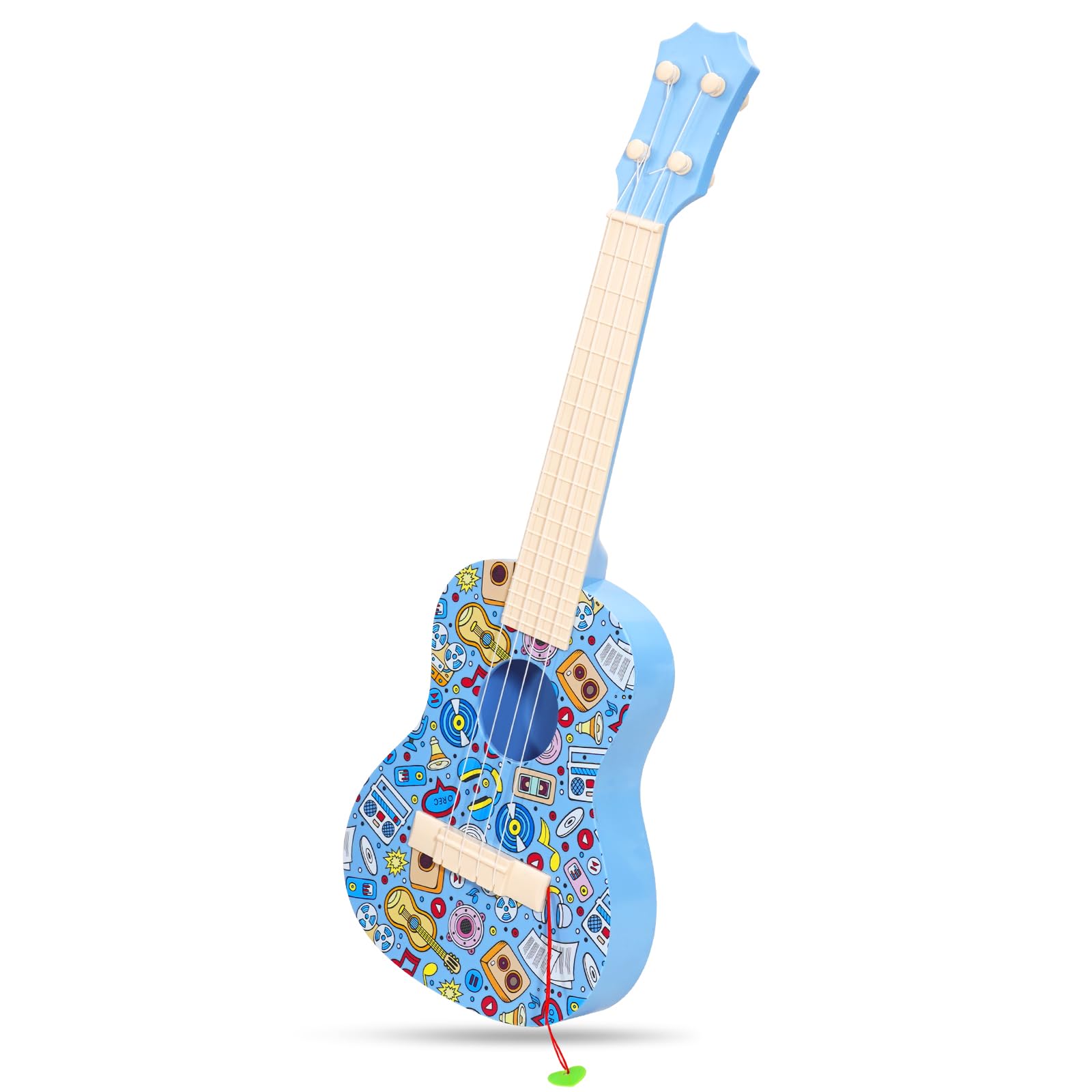 LeeQee 21in Colorful Graffiti Ukulele Guitar for Kids, 4 Strings Kids Guitar Ukulele Musical Instruments Learning Educational Toys with Picks for 3 4