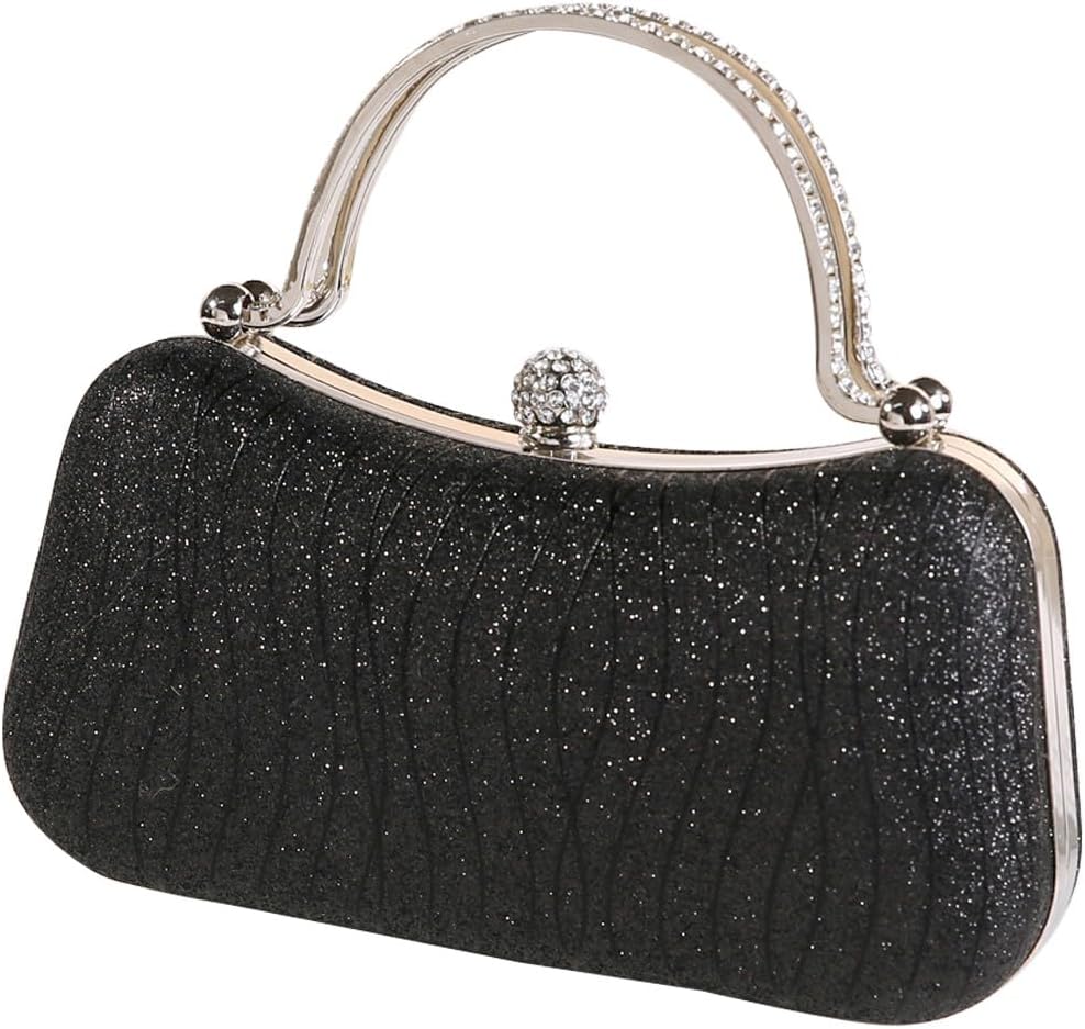 Covelin Evening Bag Sparkling Frosted Purses for Women Lady Shiny Party Elegant Handbag Wedding Bag with Chain