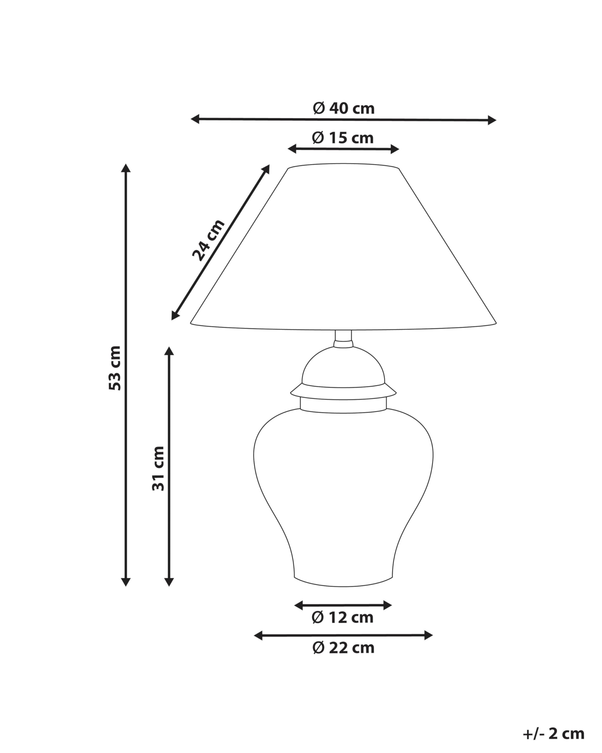 Beliani Elegante lampada da tavolo con base in porcellana Patten floreale Paralume a campana in lino Illuminazione bianco e blu