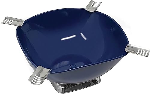 Prestige Import Group Smokin Ash Quadrangle Escritorio Cigarro Cenicero Cuenco - Color Powder Coat Gloss Metallic Blue