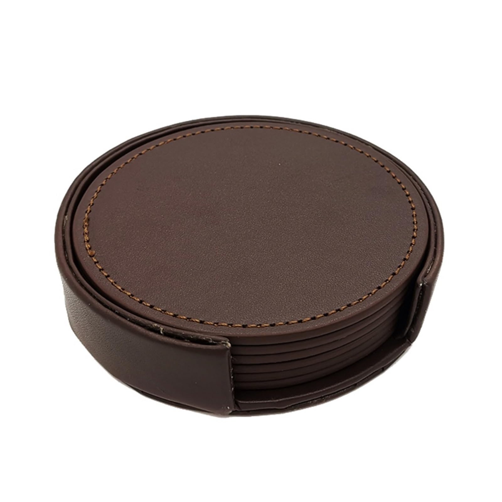 Insulated Coasters 1 Set 6pcs Circular Pure Color Leather Coasters Resistant Placemat Tea Coffee Cup Home Bar Counter Decor With Stand for Home Decor Dining Table(10cm Leather C)