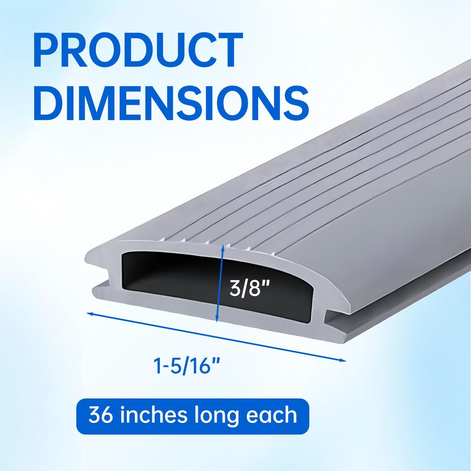 2 Pcs 36 Inch Vinyl Replacement Insert for Adjustable Height Aluminum Thresholds with Seals 1-5/16 x 3/8 Vinyl Replacement Insert for Front Under Door Weather Stripping Seal Exterior