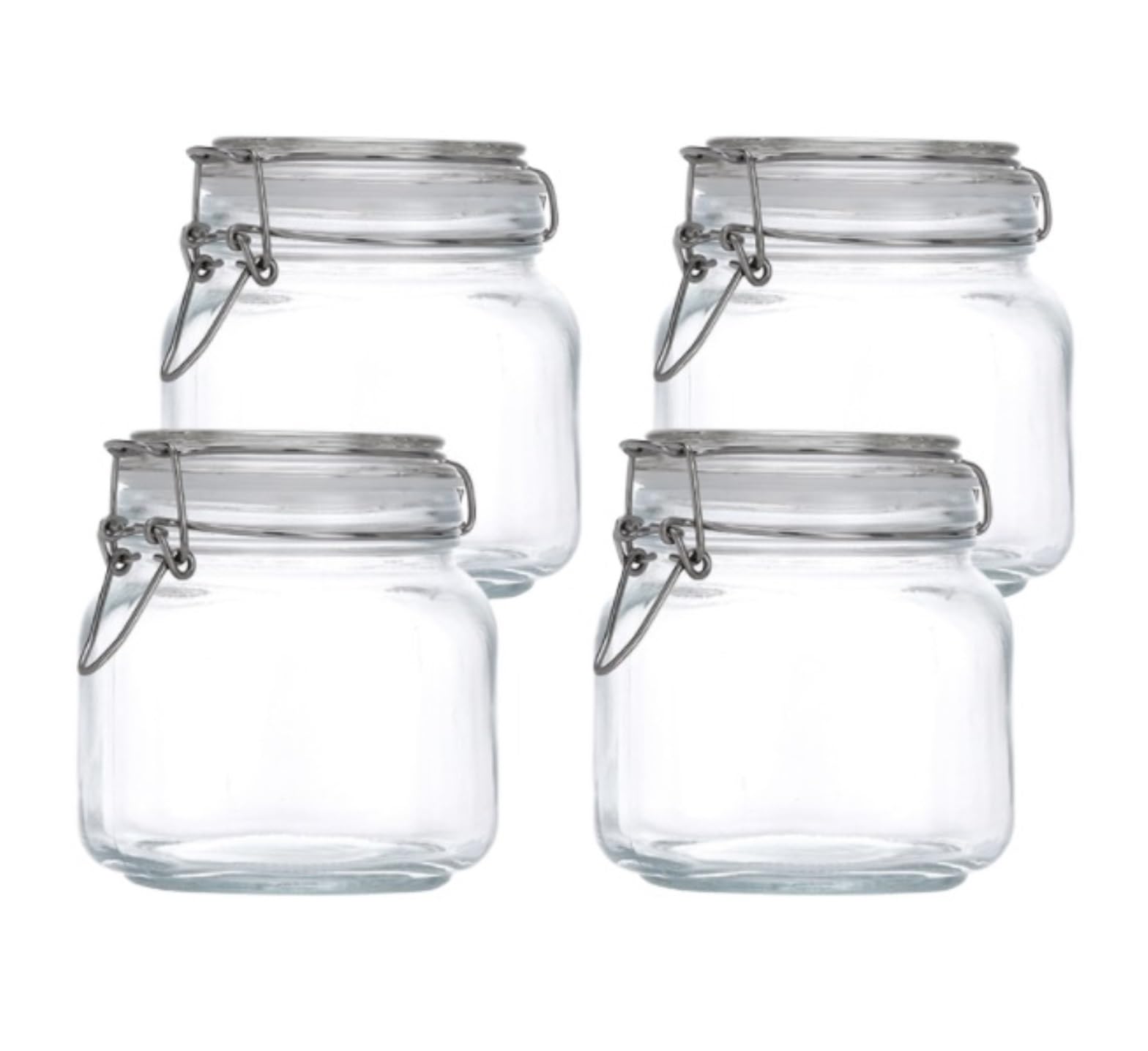 AMULONG Sweet Jars Apothecary 4 Piece Set Square Glass Jar With Lid For Home Kitchen Crafts Decoration Snack Jars for Crafting(750ml)