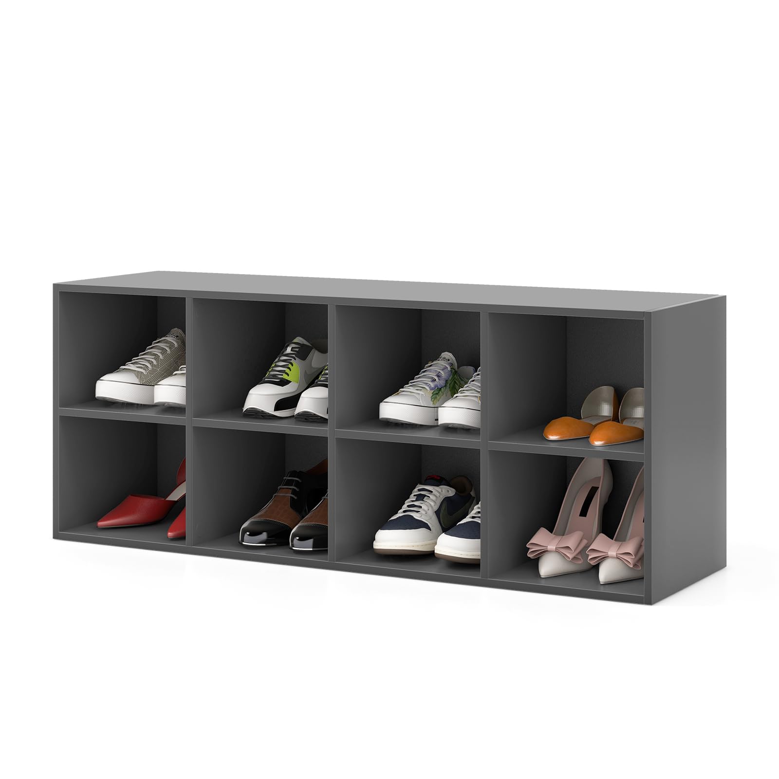 COSTWAY 5-laags stapelbaar schoenenrek, open schoenenkast, 78 x 30 x 90 cm, houten schoenenplank, voor de entree, gang, vrij te combineren, wit