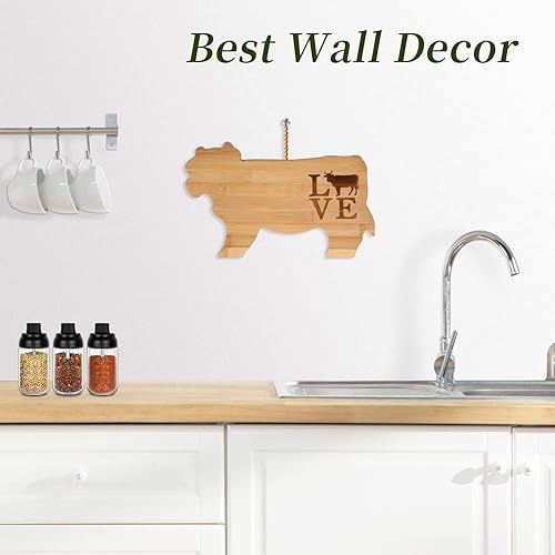 Miniatura 5 de Vastigo - Tabla de cortar de bambú para cocina, con forma de vaca de amor, personalizada, tabla de embutidos, tabla de queso, placa de frutas