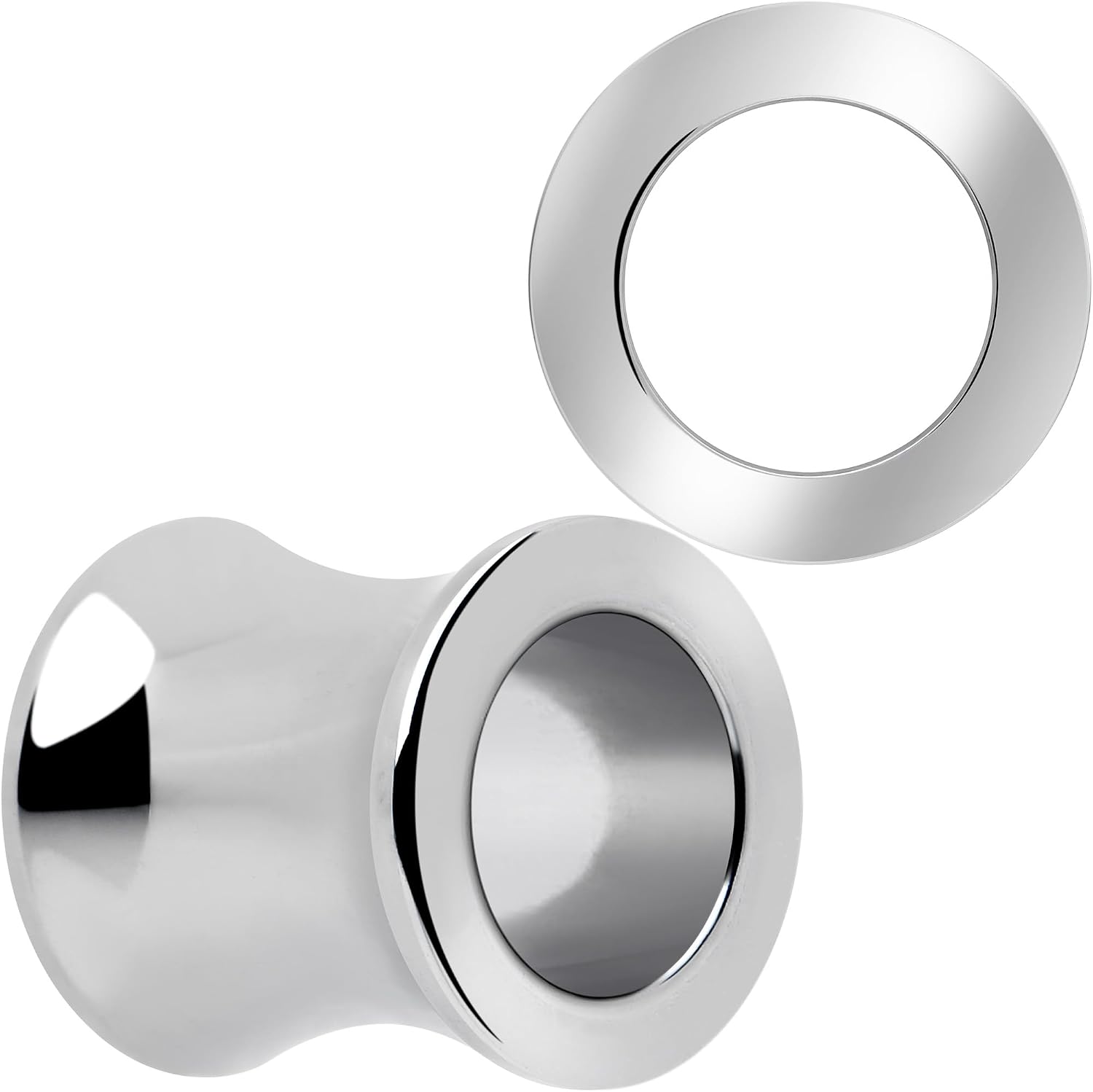 Body Candy Double Flare Tunnel Plug Set - 316L Stainless Steel Thick Hand Polished Ear Gauges for Women Men