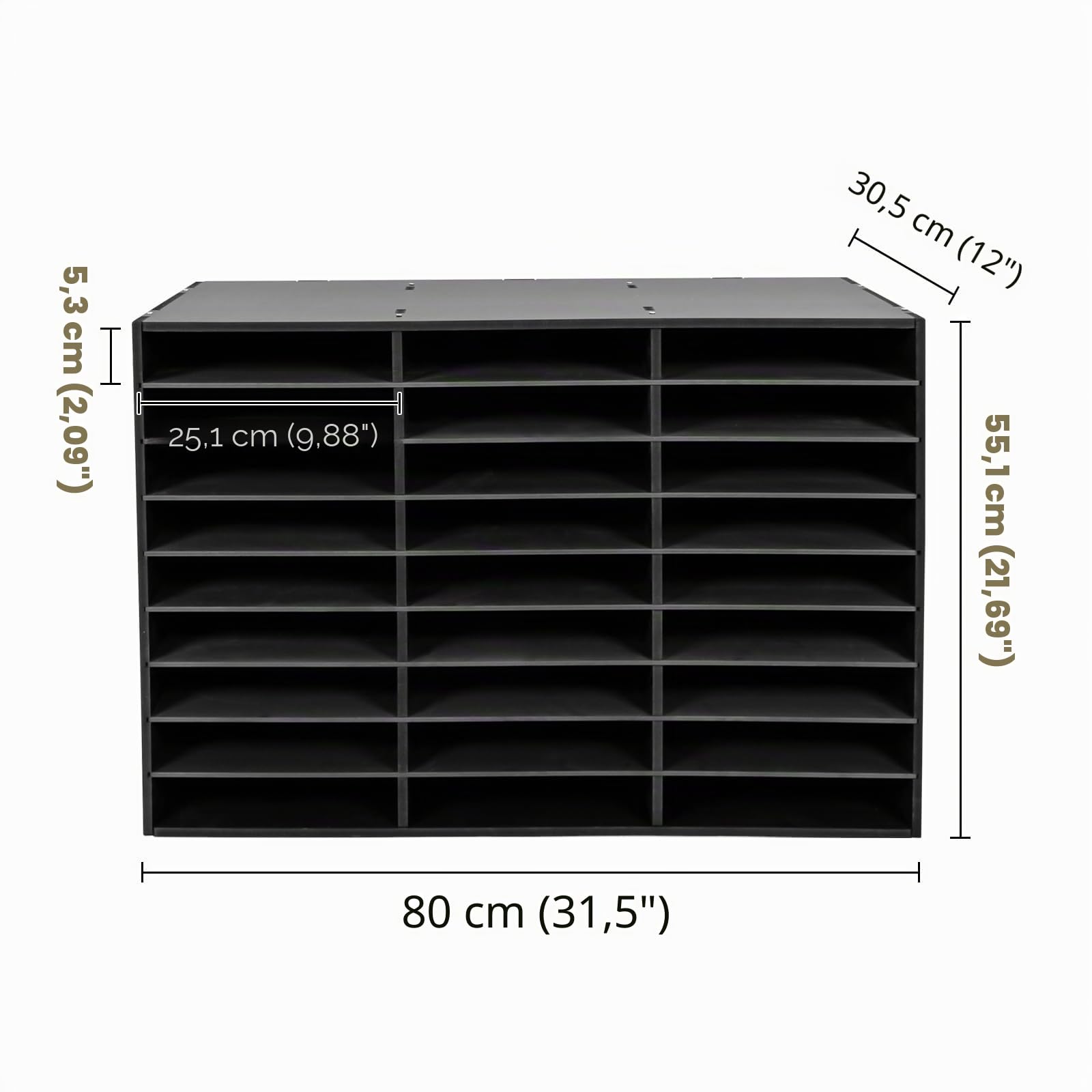 Organisateur de document de bureau, trieur de fichiers pour courrier, papiers, boîte aux lettres, école, salle de classe, 27 compartiments pour la maison, l'école, le bureau, noir