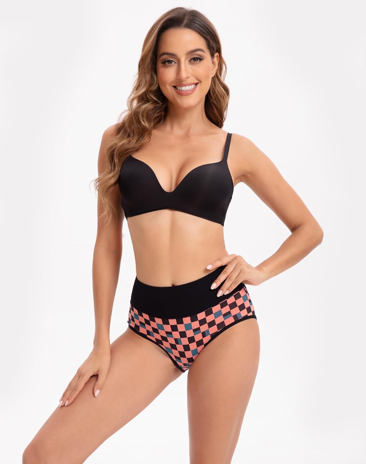 INNERSY Women's High Waisted Underwear Cotton Panties Regular & Plus Size 5-Pack - Image 7