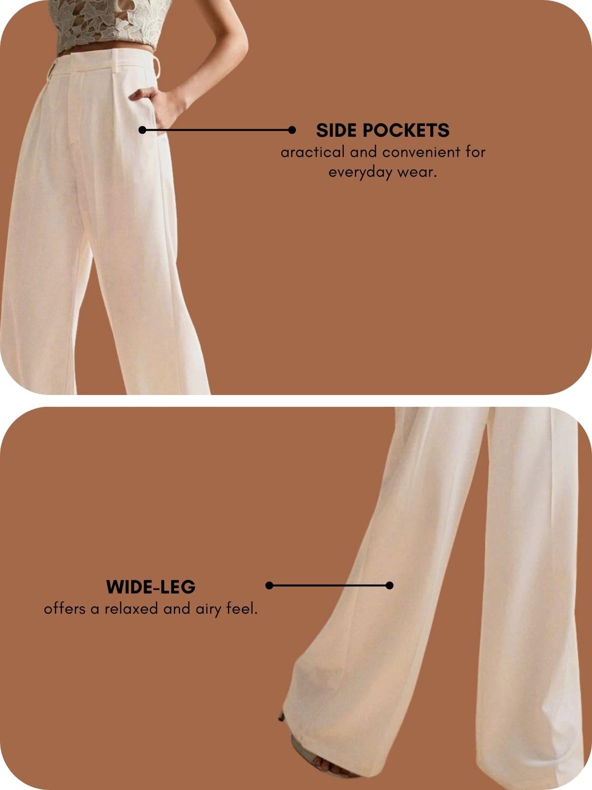 GRECIILOOKS Pantalones formales de cintura alta y cintura alta acampanados estilo coreano para mujer, ropa de trabajo elegante para oficina, universidad y eventos
