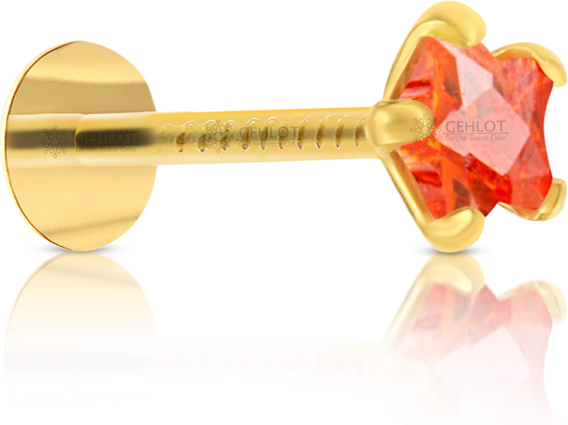 GEHLOT ; OneStep Towards OnlineStar Shape Black Diamond 14K Pure Yellow Gold Nose Pins Studs Diamond Nose Pins For Women And Girl