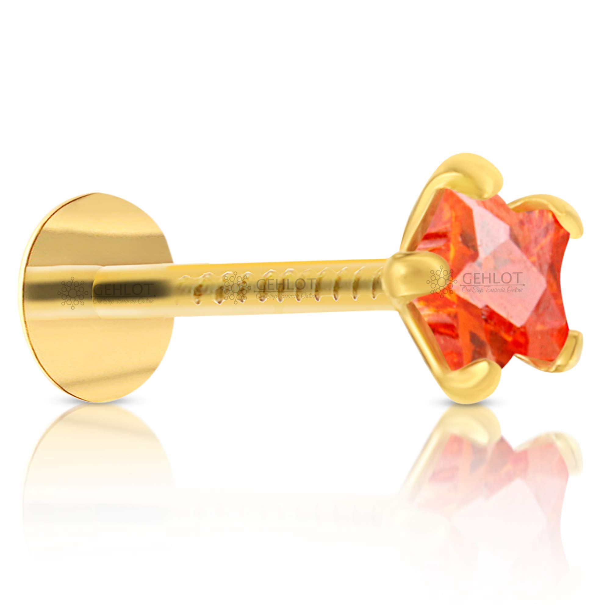GEHLOT ; OneStep Towards OnlineStar Shape Black Diamond 14K Pure Yellow Gold Nose Pins Studs Diamond Nose Pins For Women And Girl