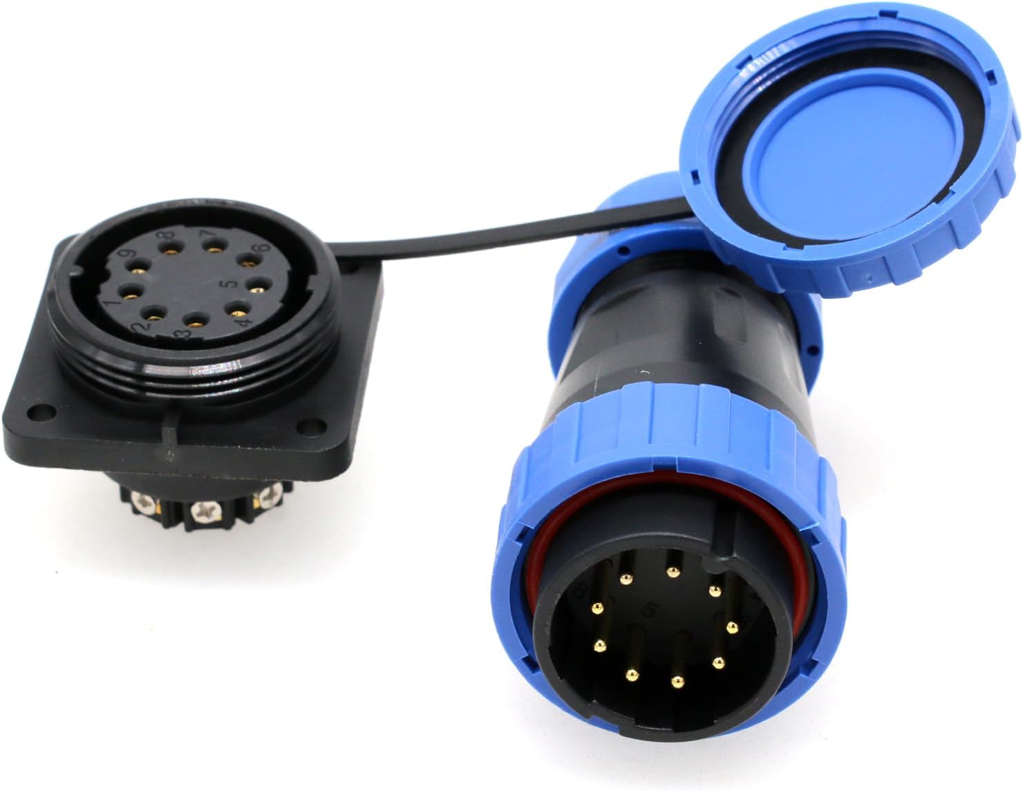 TY28 9 Pin Waterproof Connector Aviation Plug Screw Crimping Without Welding Connector Male Female Panel Mount for Solar Outdoor Power Device 10A