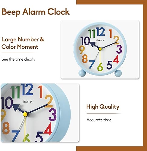 Miniatura 5 de Metal Super Silent Beep Escritorio Dormitorio Reloj despertador de interés infantil (queso amarillo)