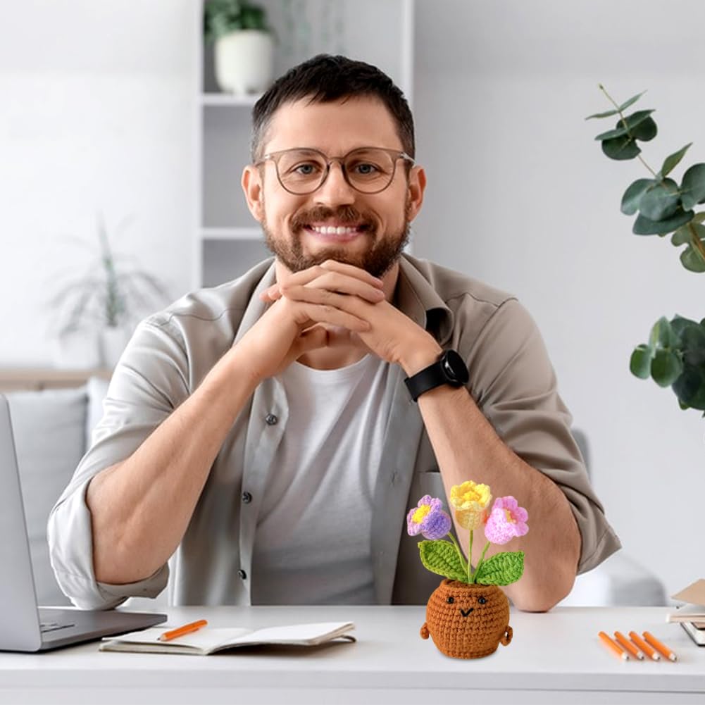 Fiore all'Uncinetto Lavorato a Mano, Mini Bambola Lavorata a Maglia, Decorazione Casa Creativa Idea Regalo
