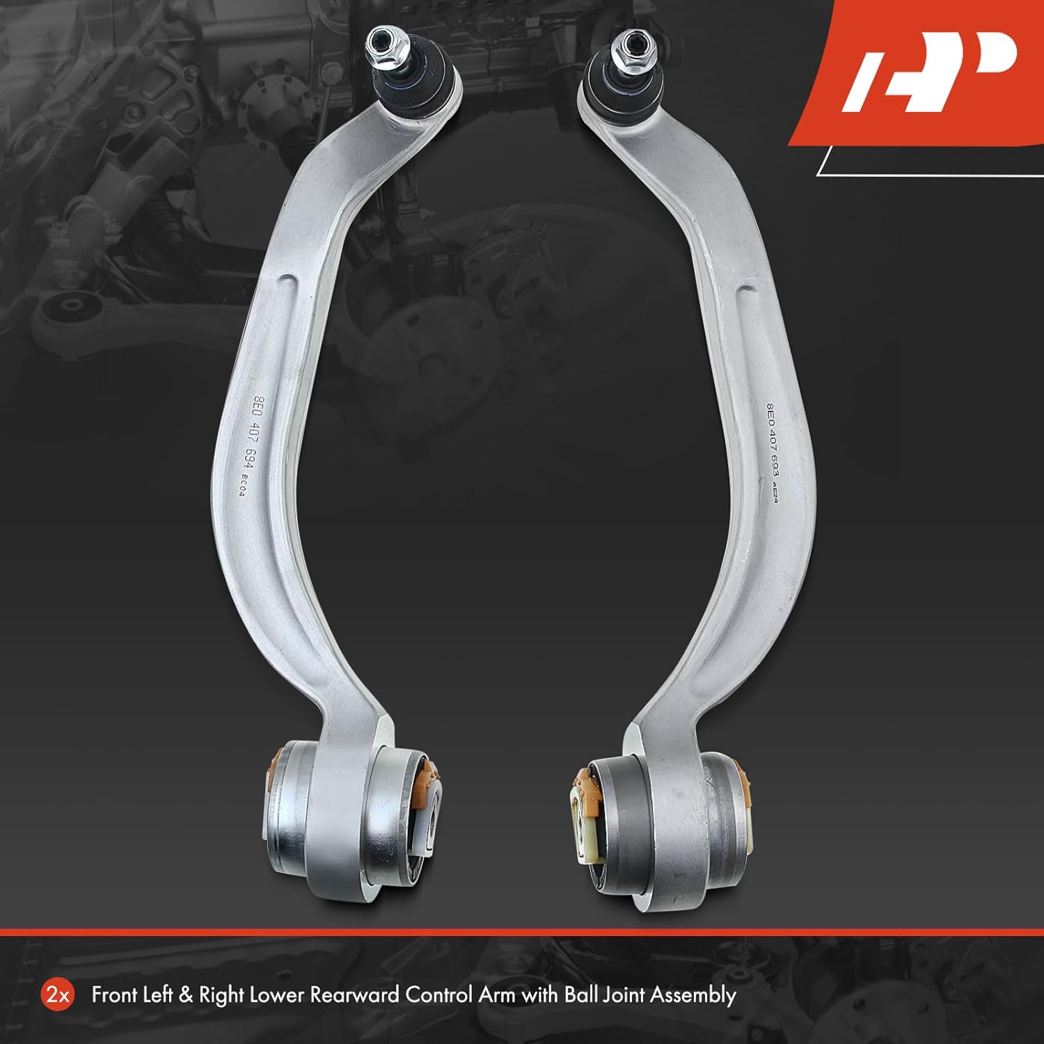 A-Premium 2 x Front Rearward Lower Control Arm, with Ball Joint & Bushing, Compatible with Audi A4 (Quattro) A6 (Quattro) A8 (Quattro) & S4 S8 RS4 RS6 & VW Passat