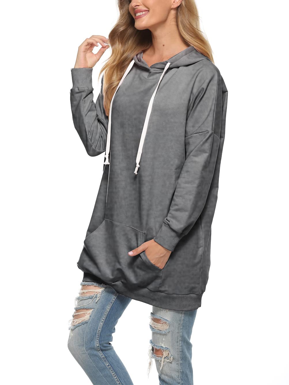 Famulily Felpa da Donna Oversize con Cappuccio, Extra Lunga, con Cappuccio e Tasche