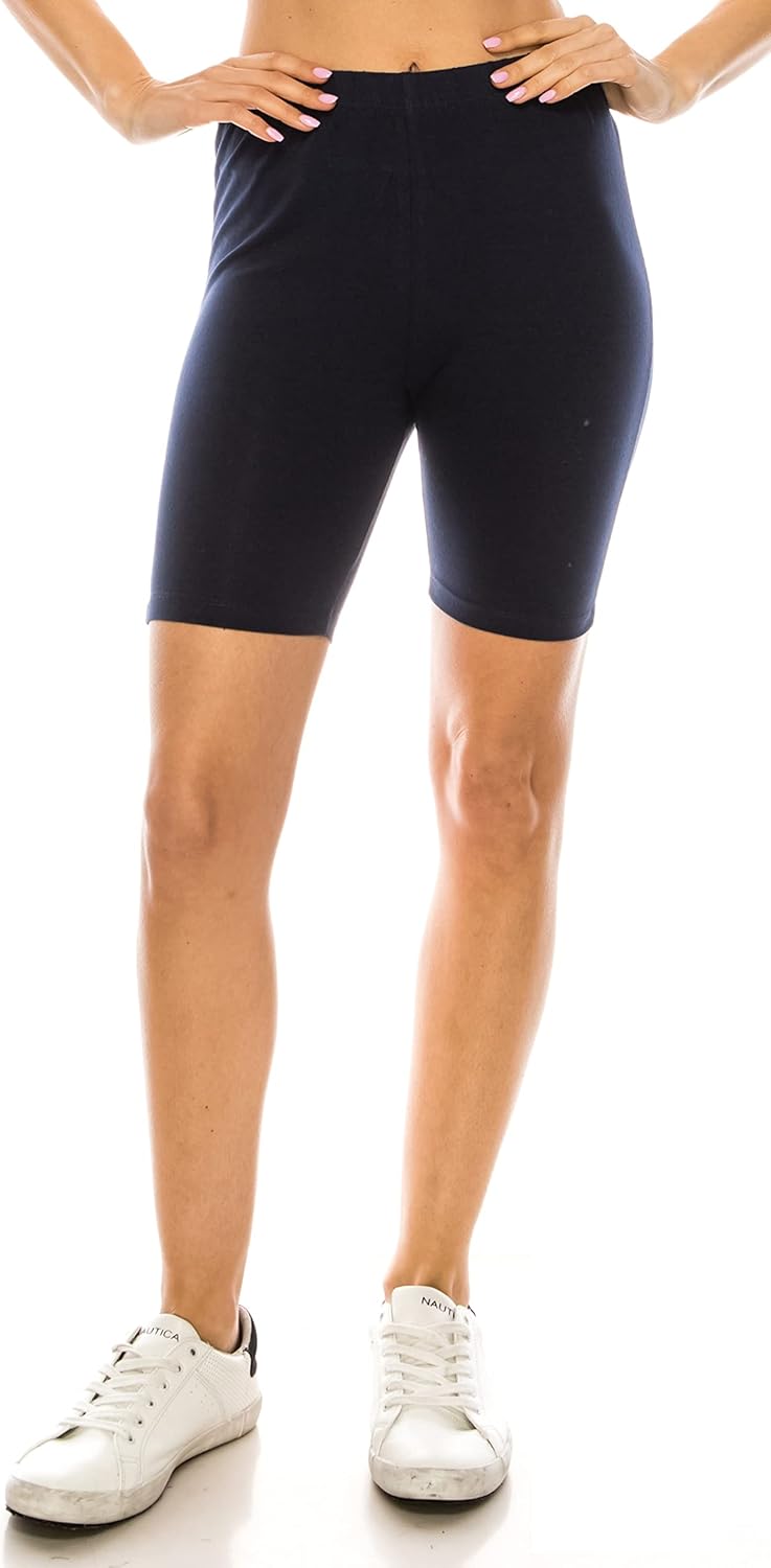 Sheismine Women's Basic Biker Shorts - Elastic Waist Active Lounge Workout Yoga 7" Inseam Soft Cropped Bike Leggings Pants : Clothing, Shoes & Jewelry